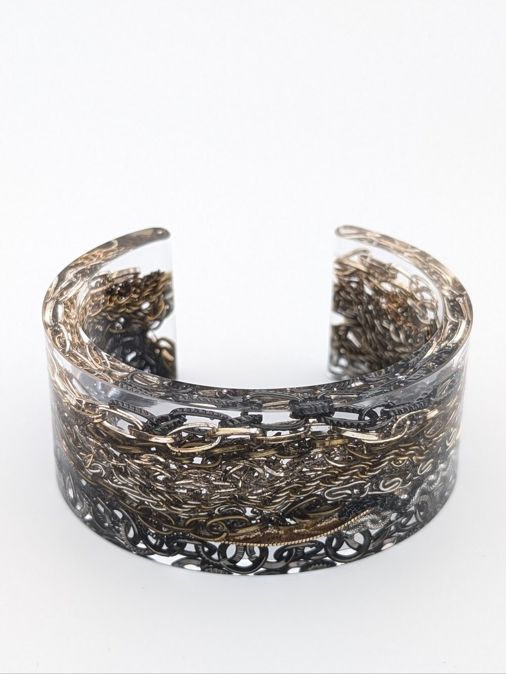 Vintage Chain Jewelry Cuff • Handmade Vintage Upcycle | Wide